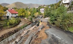 Bitlis’te aşırı yağış nedeniyle yolda çökme meydana geldi