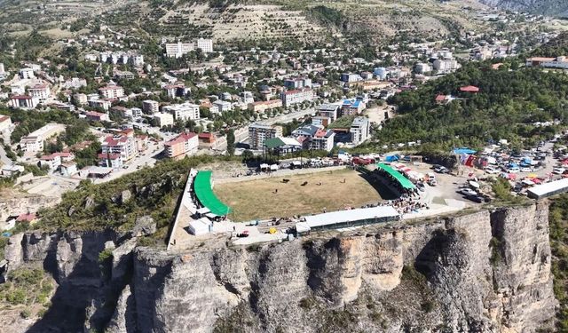Artvin'de 250 metre yükseklikteki arenada yılın son boğa güreşleri yapıldı