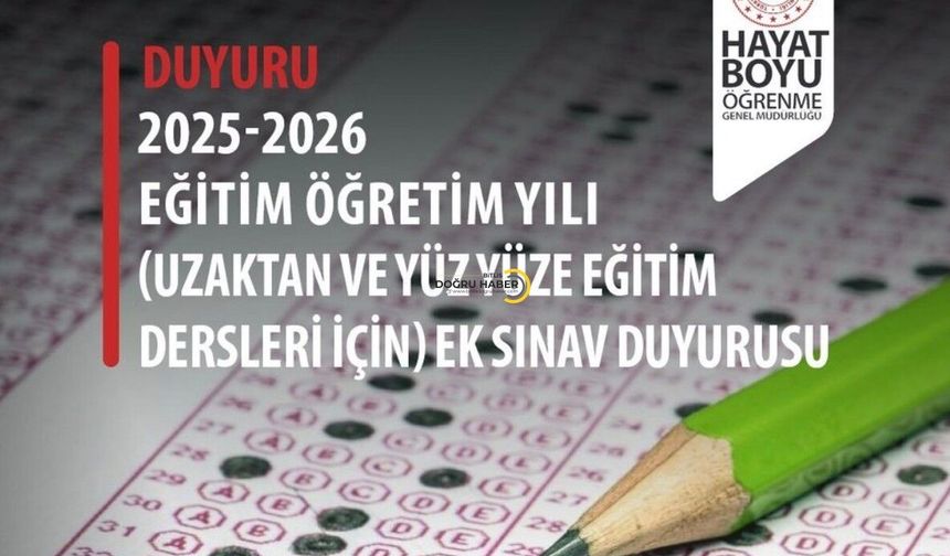 Açık Öğretim Liselerinde Ek Sınav Takvimi Belli Oldu