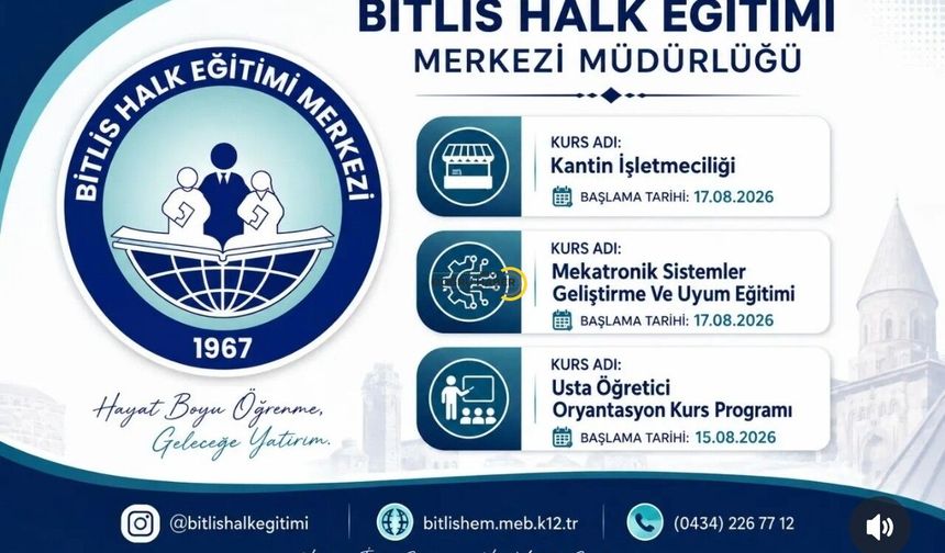 Bitlis Halk Eğitim Merkezi’nden Ağustos Ayında 3 Yeni Kurs