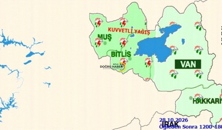 Bitlis İçin Kuvvetli Yağış Uyarısı! Sel, Dolu ve Hortum Riskine Dikkat